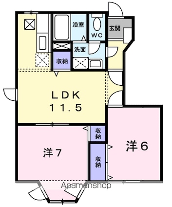 ウエストコート　Ａ[2LDK/51.79m2]の間取図