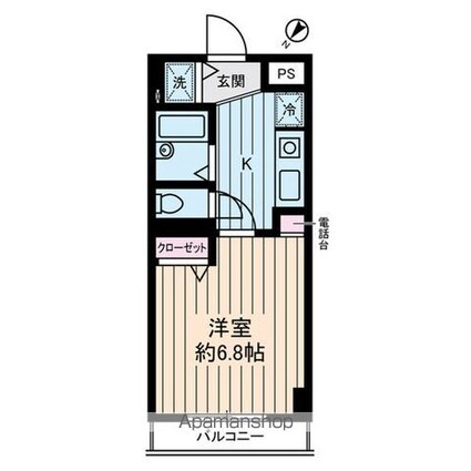 東京都世田谷区北沢１丁目[1K/24.48m2]の間取図