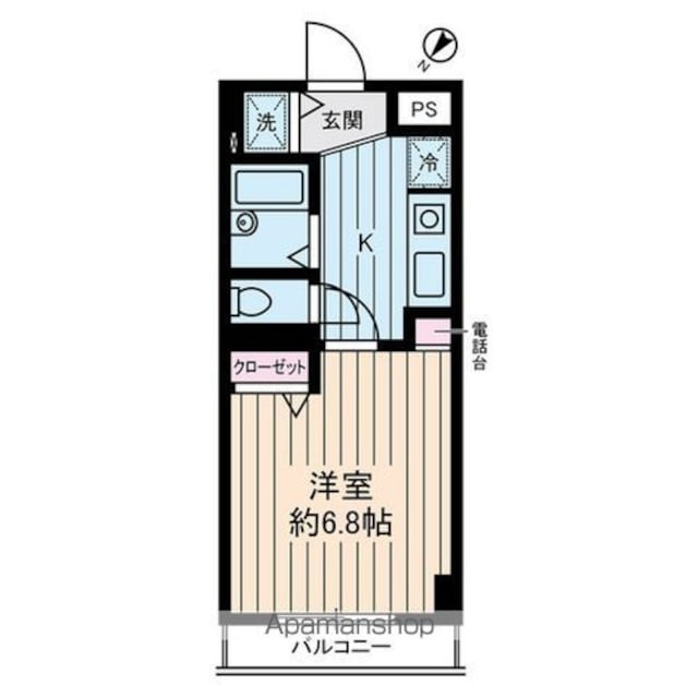 東京都世田谷区北沢１丁目[1K/24.48m2]の間取図