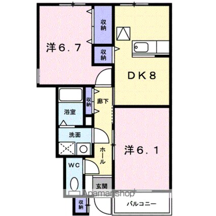 レフィナード[2DK/50.07m2]の間取図
