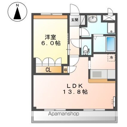 ボンヌ　シャンス[1LDK/45.36m2]の間取図