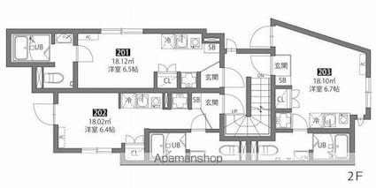 ＯＪ　ＨＩＬＬＳ　Ⅱ[1R/18.02m2]の間取図
