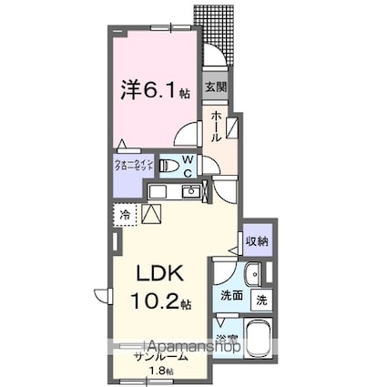 メゾンヒカリ[1LDK/44.02m2]の間取図