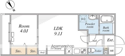 リブリ・船橋Ⅳ[1LDK/33.12m2]の間取図