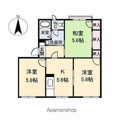 ハイライズ羽原[3DK/49.9m2]の間取図