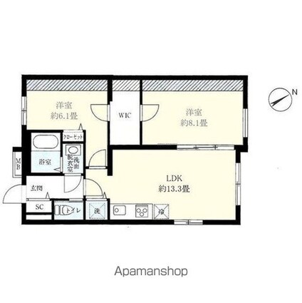 ウェルスクエアイズム荻窪[2LDK/55.99m2]の間取図