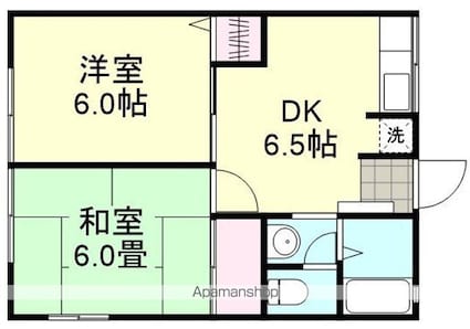 岡山県倉敷市玉島阿賀崎５丁目[2DK/40.91m2]の間取図
