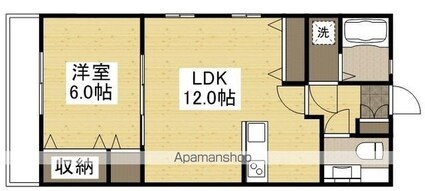 岡山県倉敷市白楽町[1LDK/45.7m2]の間取図