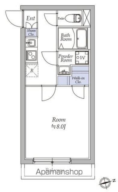 アトリオフラッツ奥沢[1K/26.22m2]の間取図