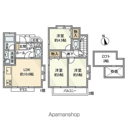 富士見台戸建[3LDK/57.1m2]の間取図
