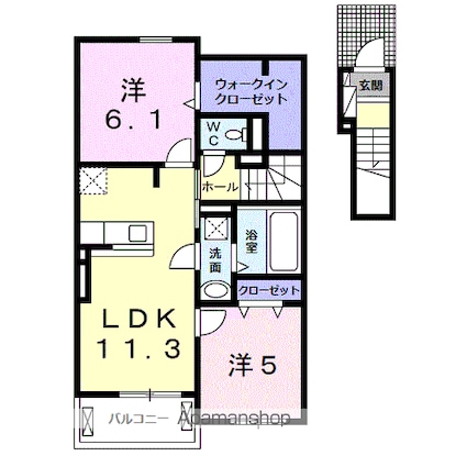 ミレ　グランデ　Ⅳ[2LDK/57.54m2]の間取図