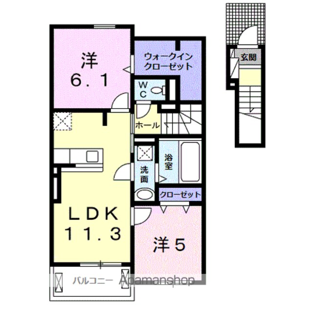 ミレ　グランデ　Ⅳ[2LDK/57.54m2]の間取図
