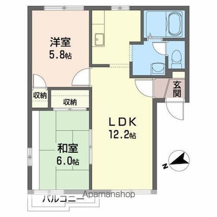 カーサ・ニュースリー[2LDK/50m2]の間取図