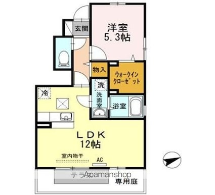ミ　シェール　エクラ[1LDK/43.23m2]の間取図