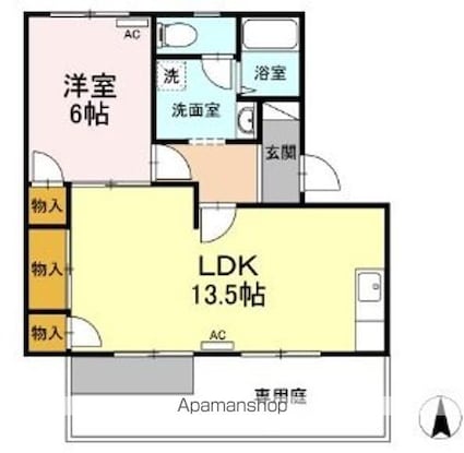 寿ハイツ　Ｂ棟[1LDK/48.7m2]の間取図