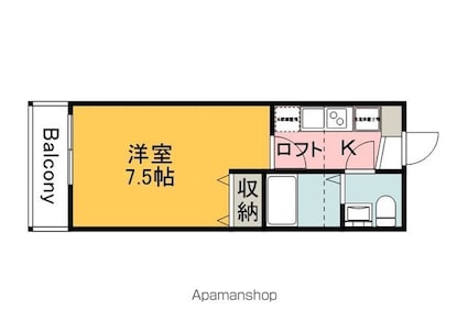 リヴェール海田[1K/22.9m2]の間取図