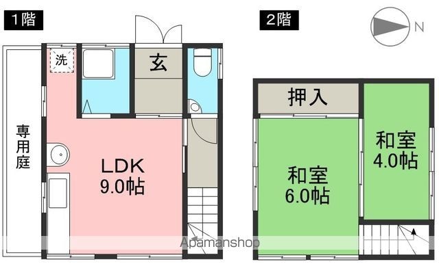 北高見町貸家[2DK/45.37m2]の間取図
