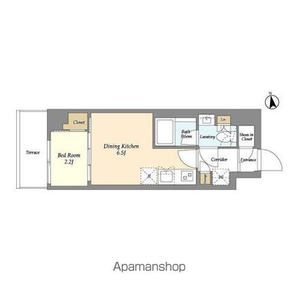 ＡＩＦＬＡＴ品川戸越パークサイド[1DK/25.81m2]の間取図