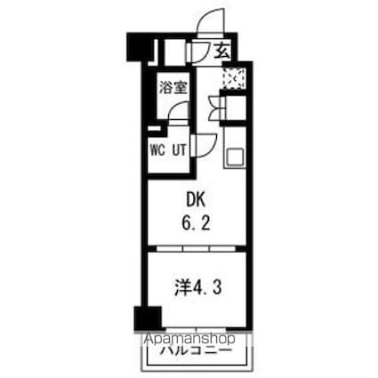 スパシエ幡ヶ谷[1DK/25.5m2]の間取図