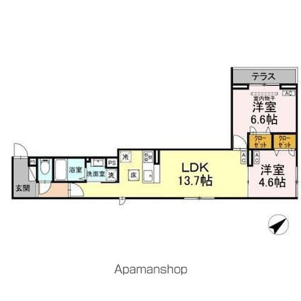 セレスティア江戸川ＩＩＩ[2LDK/54.87m2]の間取図