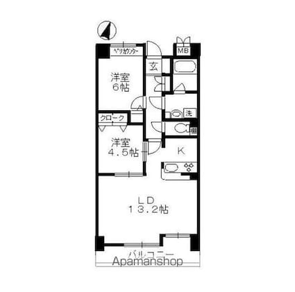東京都荒川区西尾久７丁目[2LDK/56.78m2]の間取図