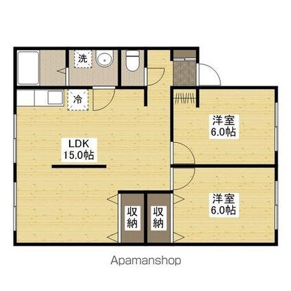 フローラ山本[2LDK/58.38m2]の間取図