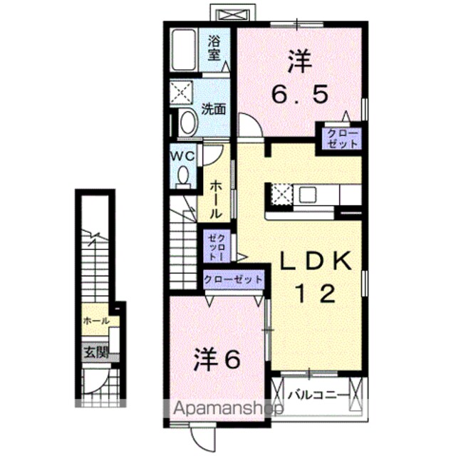 ミッテ・ドルフ西国分Ⅱ[2LDK/58.86m2]の間取図