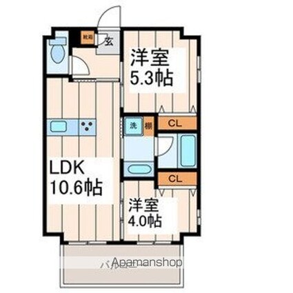 フロントコート両国[2LDK/44.08m2]の間取図