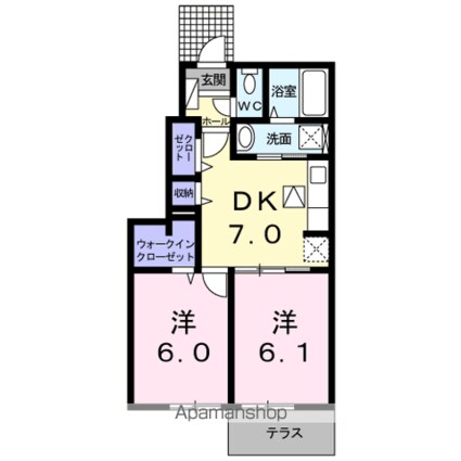 ブランシュールＣ[2DK/44.96m2]の間取図