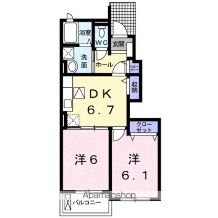 ボニート・スールス　マノ[2DK/45.65m2]の間取図