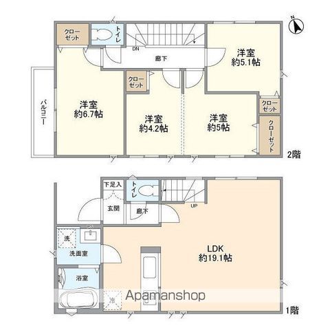 鎌ケ谷市西佐津間の戸建ての間取り