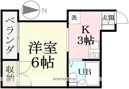 城東エンビイハイツ[1K/14.56m2]の間取図