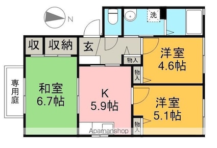 ヘリテージ雅Ⅱ[3K/53.28m2]の間取図