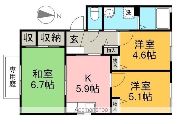 ヘリテージ雅Ⅱ[3K/53.28m2]の間取図