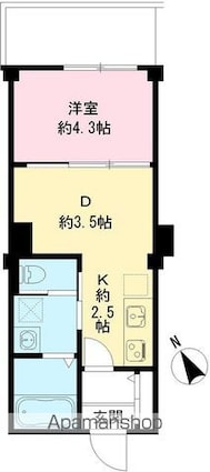 つむぎの杜　西荻みなみ[1DK/25.49m2]の間取図