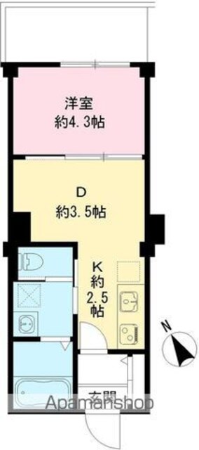 つむぎの杜　西荻みなみ[1DK/25.49m2]の間取図