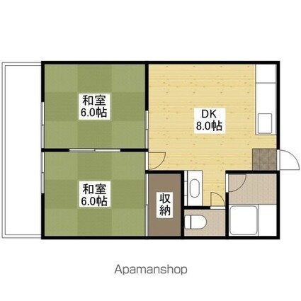 第１旭ビル[2DK/40m2]の間取図