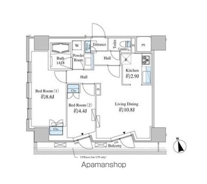 東京都港区芝浦４丁目[2LDK/59.82m2]の間取図