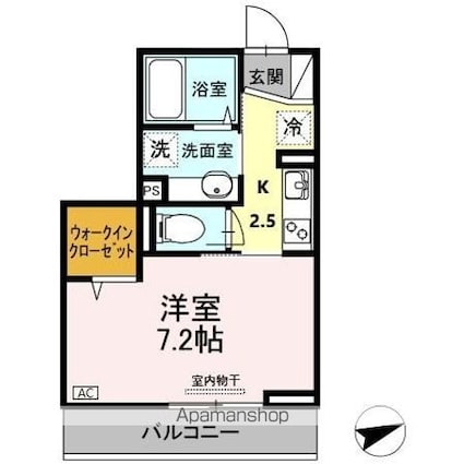 プレシャス富士見[1K/25.6m2]の間取図