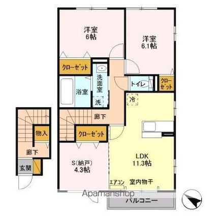 クリアシーズンズ　Ｄ[2LDK/68.21m2]の間取図