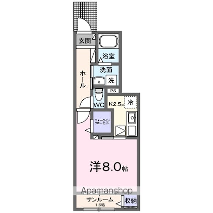 ロカリブレス千歳烏山[1K/33.2m2]の間取図