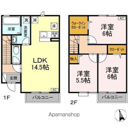 ソレアード・ウエルト[3LDK/78.53m2]の間取図