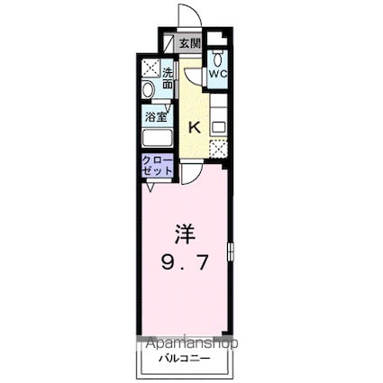 アクア　２１　Ｄ[1K/28.95m2]の間取図