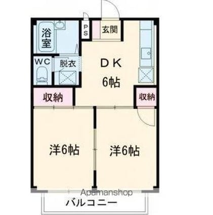 ハイツ岡[2DK/40m2]の間取図
