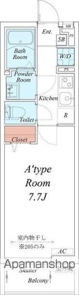 リブリ・シンシア[1K/23.6m2]の間取図