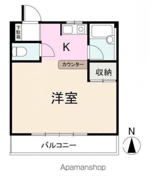 香川県高松市福岡町２丁目[1K/26m2]の間取図