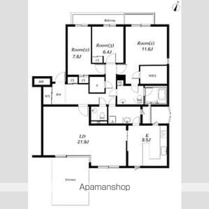 世田谷野毛レジデンス[3SLDK/137.17m2]の間取図