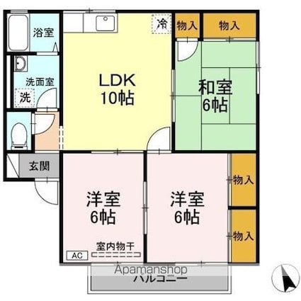 プチホワイト辻　Ｄ棟[3LDK/62.8m2]の間取図