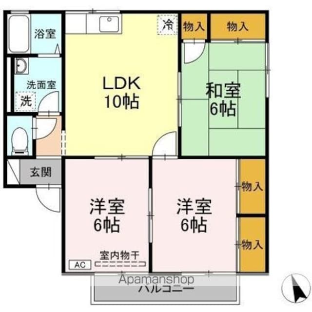 プチホワイト辻　Ｄ棟[3LDK/62.8m2]の間取図