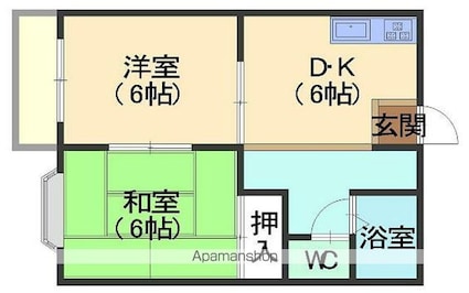 ニューパークＢ棟[2DK/39.75m2]の間取図